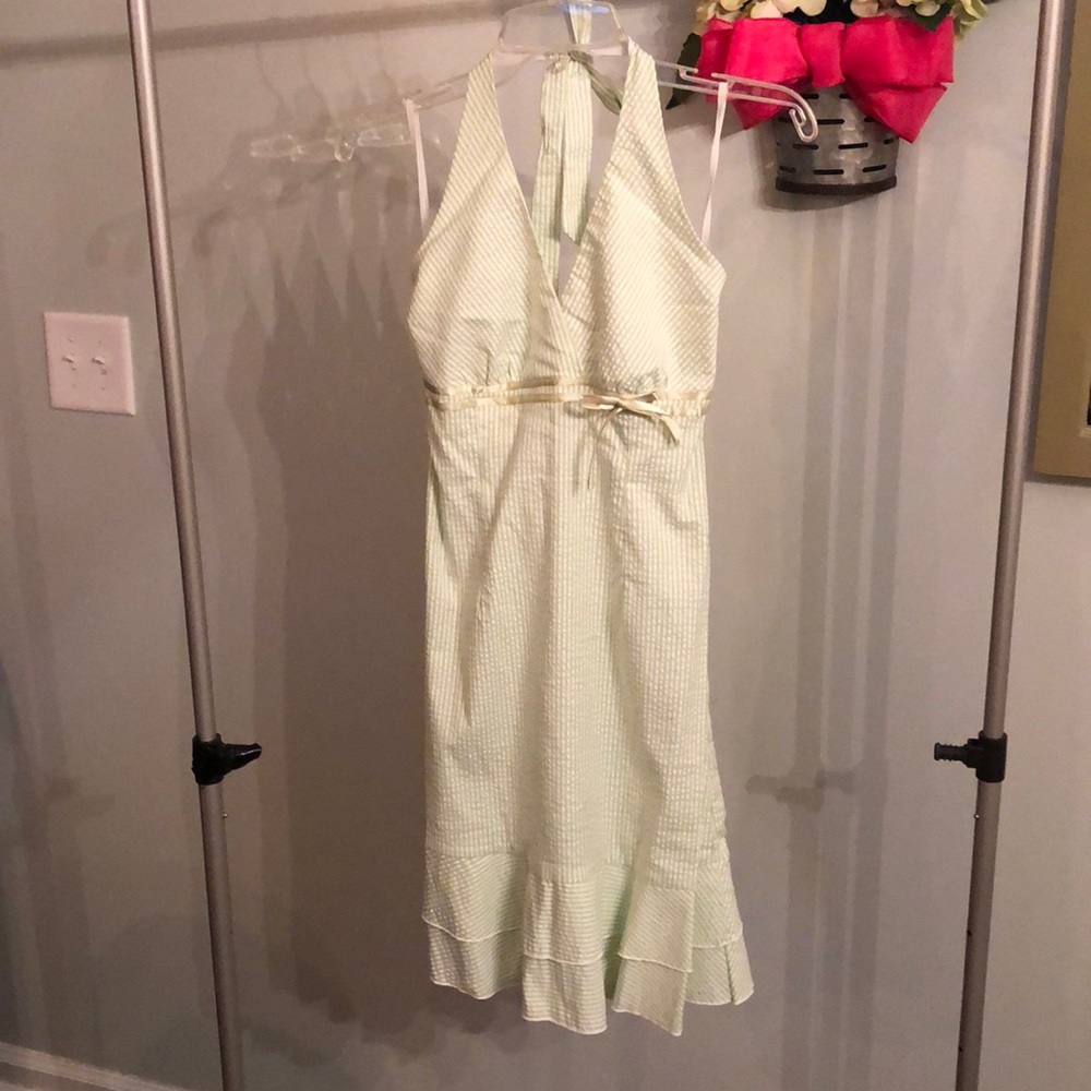 Seersucker green dress